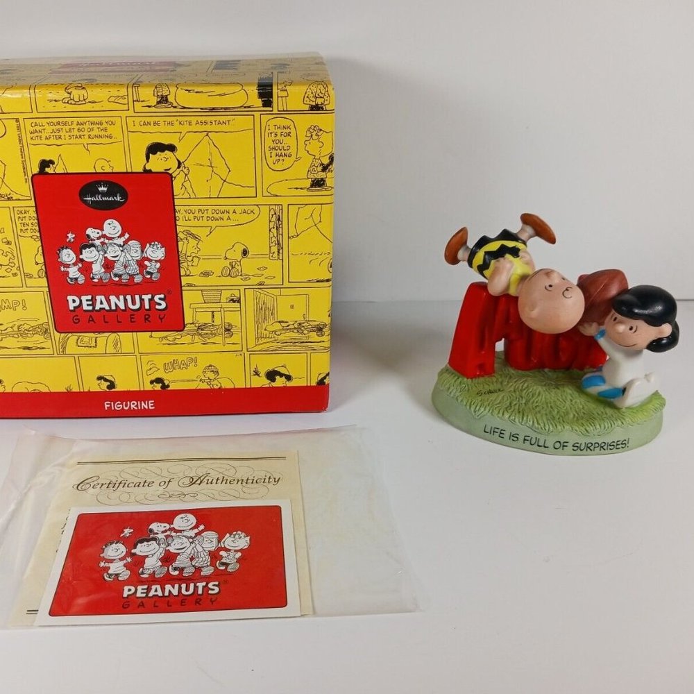 PEANUTS LIMITED EDITION "FALL BALL" CHARLIE BROWN AND LUCY WITH COA AND NUMBERED